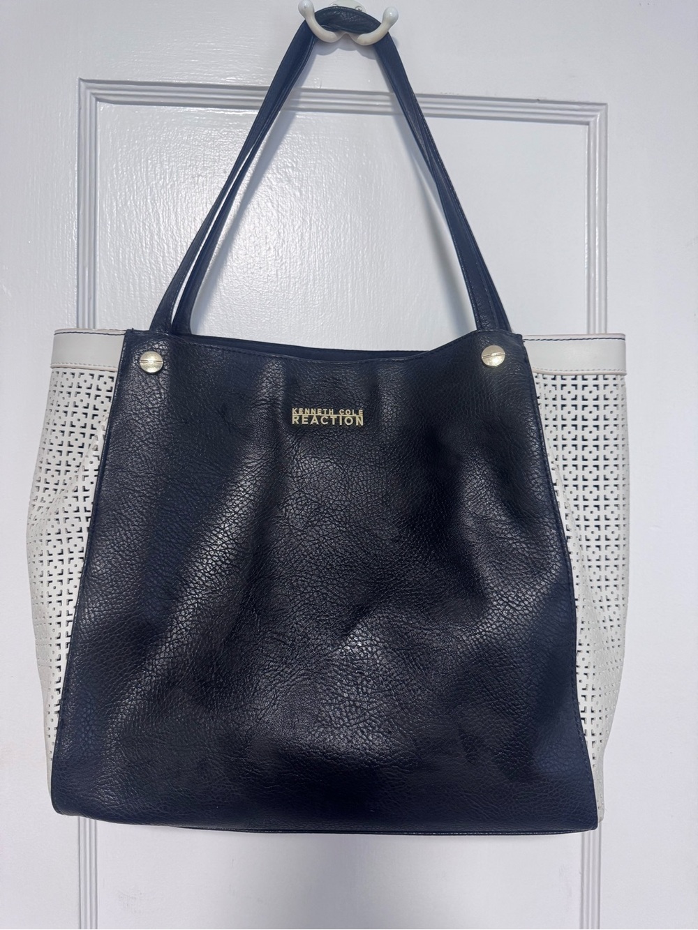 Kenneth Cole Reaction Black and White Perforated Tote